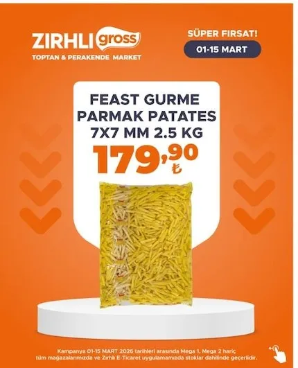 Feast Gurme Parmak Patates 7X7 Mm 2.5 Kg