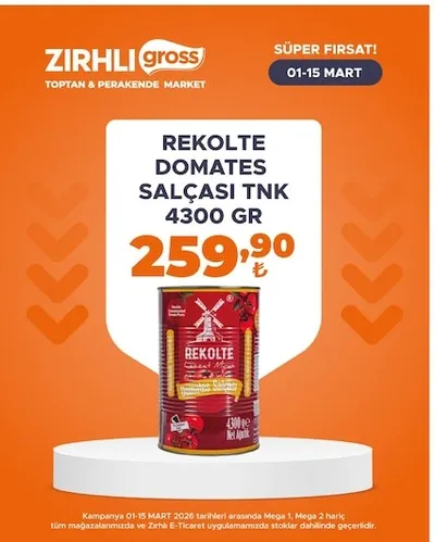Rekolte Domates Salçası Tnk 4300 Gr