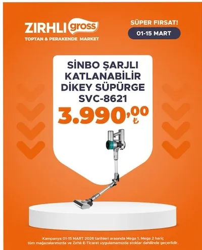 Sinbo Şarjli Katlanabilir Dikey Süpürge Svc-8621