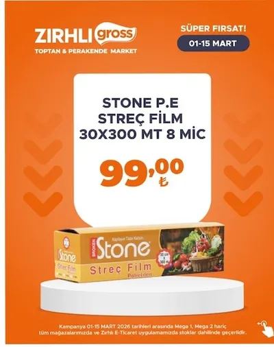 Stone P.E Streç Film 30X300 Mt 8 Mic