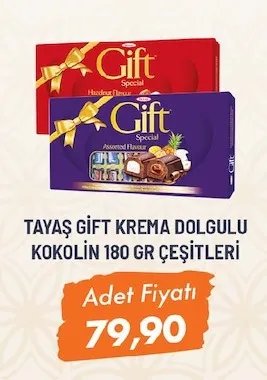 Tayaş Gift Krema Dolgulu Kokolin 180 Gr Çeşitleri