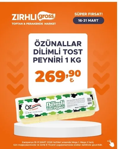 Özünallar Dilimli Tost Peyniri 1 Kg