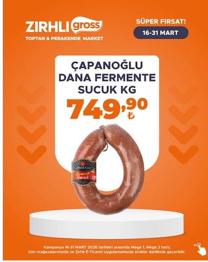 Çapanoğlu Dana Fermente Sucuk Kg