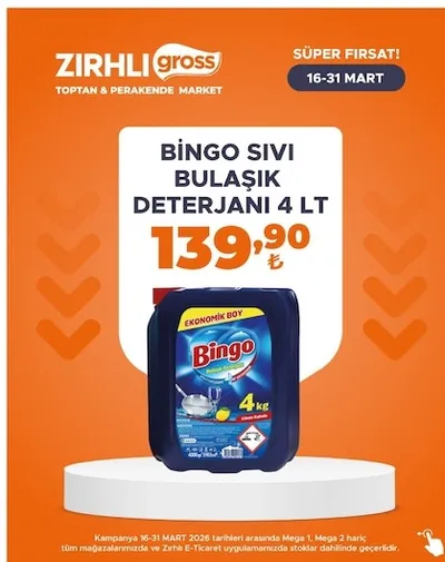 Bingo Sıvı Bulaşık Deterjanı 4 Lt