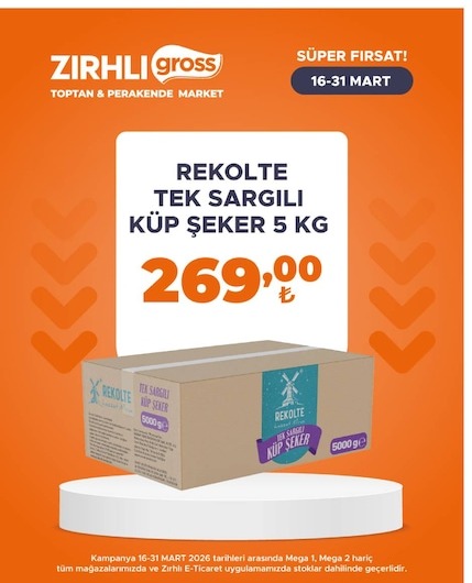 Rekolte Tek Sargılı Küp Şeker 5 Kg