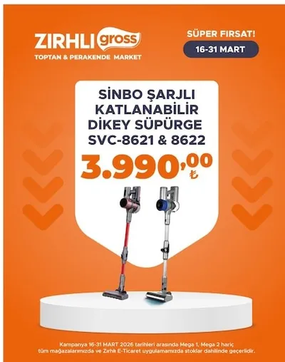 Sinbo Şarjli Katlanabilir Dikey Süpürge Svc-8621 & 8622