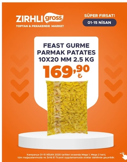 Feast Gurme Parmak Patates 10X20 Mm 2.5 Kg