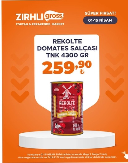 Rekolte Domates Salçası Tnk 4300 Gr