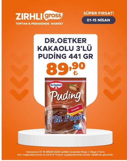 Dr.Oetker Kakaoğlu 3'Lü Puding 441 Gr