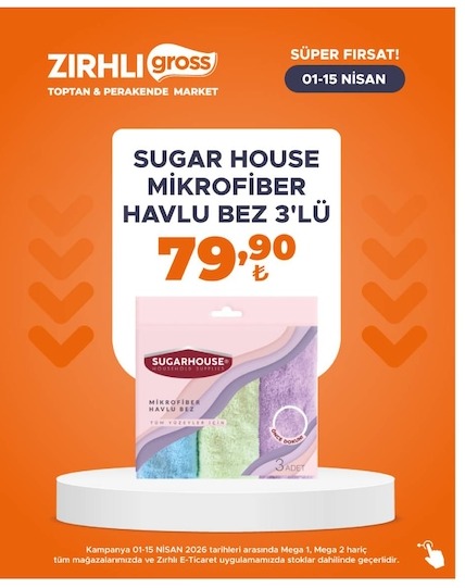 Sugar House Mikrofiber Havlu Bez 3'Lü