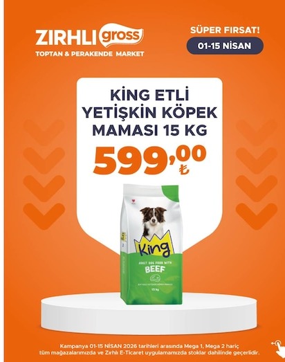King Etli Yetişkin Köpek Mamasi 15 Kg
