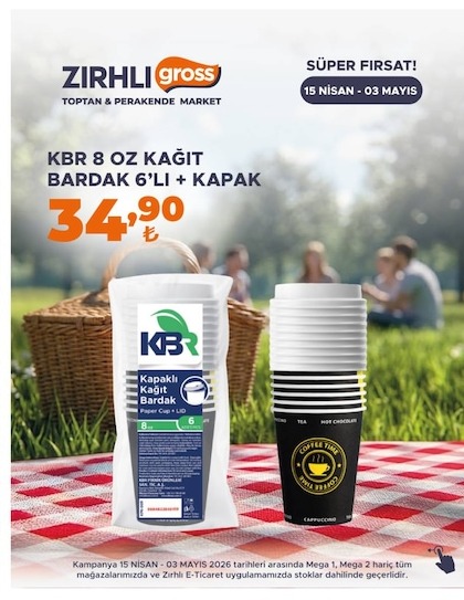 Kbr 8 Oz Kağıt Bardak 6'Lı + Kapak