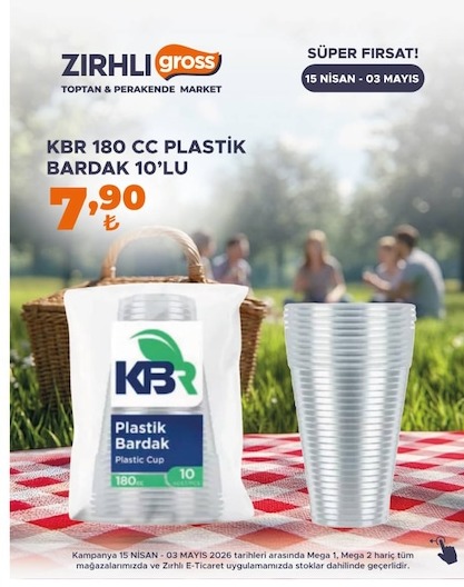 Kbr 180 Cc Plastik Bardak 10'Lu