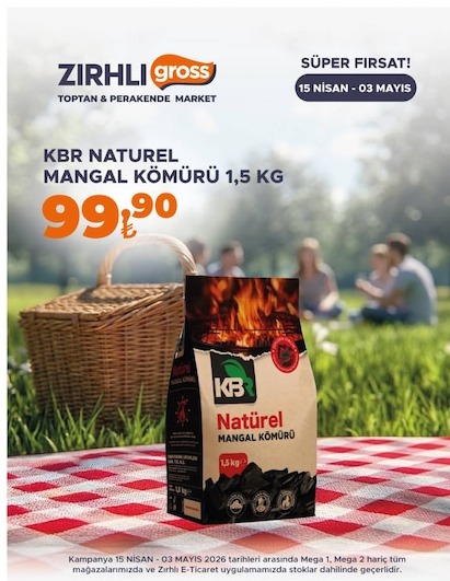 Kbr Naturel Mangal Kömürü 1,5 Kg