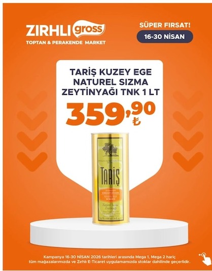 Tariş Kuzey Ege Natürel Sızma Zeytinyağı Tnk 1 Lt