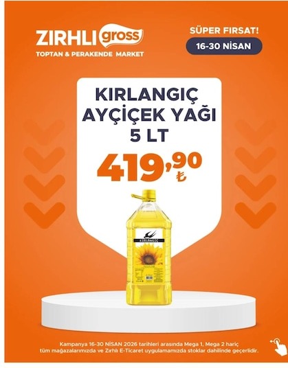 Kırlangıç Ayçiçek Yağı 5 Lt