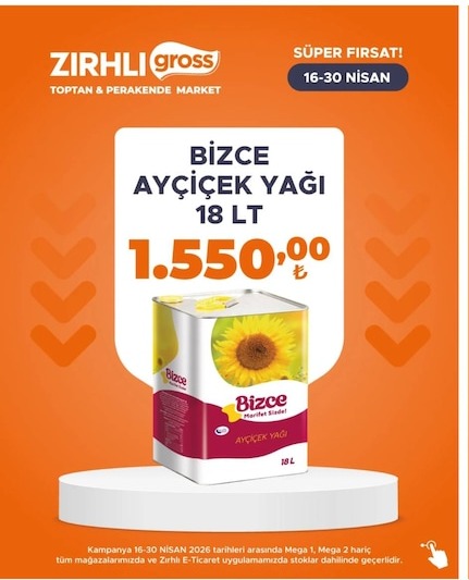 Bizce Ayçiçek Yağı 18 Lt