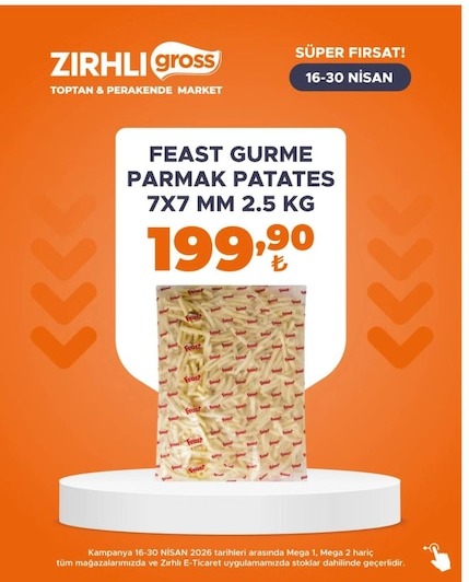 Feast Gurme Parmak Patates 7X7 Mm 2.5 Kg