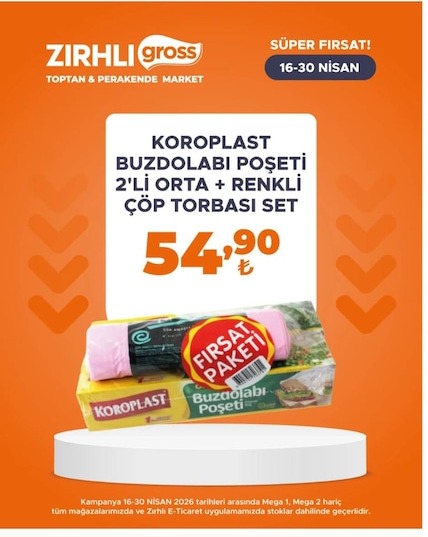 Koroplast Buzdolabı Poşeti 2'Li Orta + Renkli Çöp Torbası Set