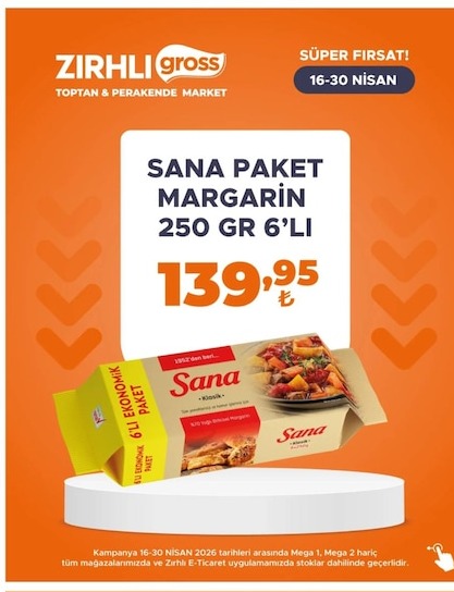 Sana Paket Margarin 250 Gr 6'Lı