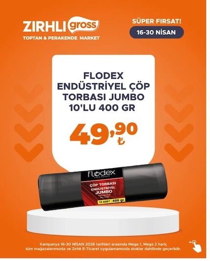 Flodex Endüstriyel Çöp Torbası Jumbo 10'Lu 400 Gr