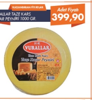 Vurallar Taze Kaşar Peyniri 1000 Gr.
