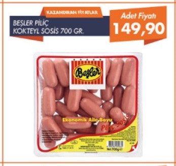 Beşler Piliç Kokteyl Sosis 700 Gr.