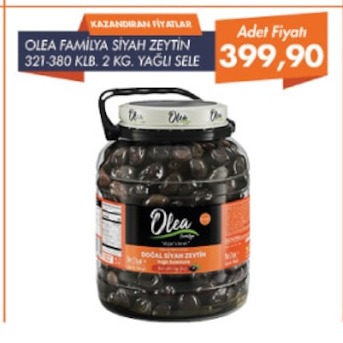 Olea Aile Boyu Siyah Zeytin 2 Kg. Yağlı Sele
