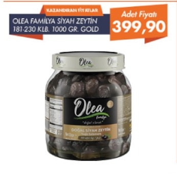 Olea Familya Siyah Zeytin 181-230 Klb. 1000 Gr. Gold