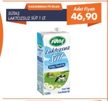 Sütaş Laktozsuz Süt 1 Lt.