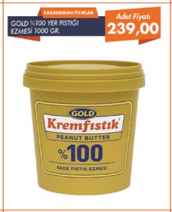 Gold %100 Yer Fıstığı Ezmesi 1000 Gr