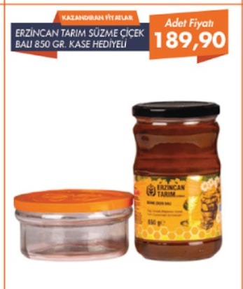 Erzincan Tarım Süzme Çiçek Balı 850 Gr