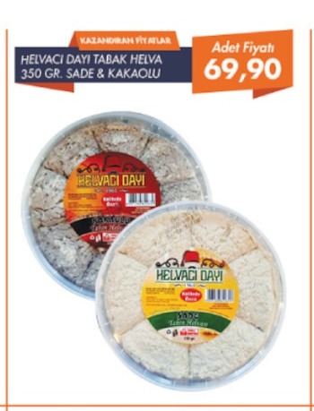 Helvaci Dayi Tabak Helva 350 Gr. Sade & Kakaolu