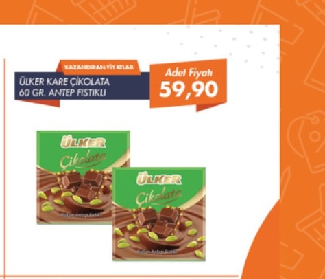 Ülker Kare Çikolata 60 Gr. Antep Fıstıklı