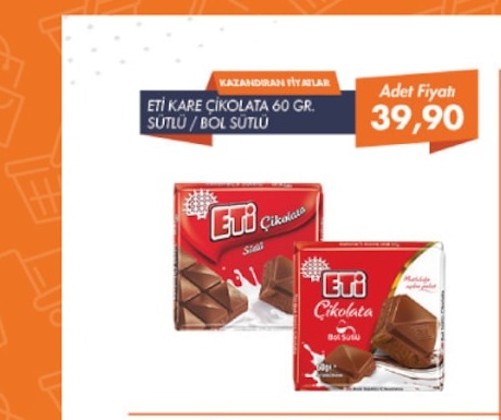 Eti Kare Çikolata 60 Gr. Sütlü / Bol Sütlü