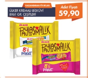 Ülker Kremalı Bisküvi 8X61 Gr. Çeşitleri