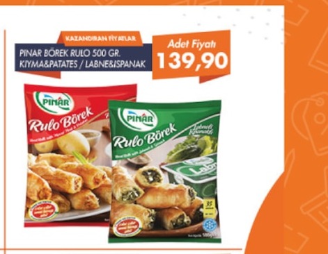 Pınar Börek Rulo 500 Gr. Kıymalı & Patatesli / Labneli & Ispanaklı
