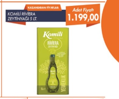 Komili Riviera Zeytinyağı 5 Lt.