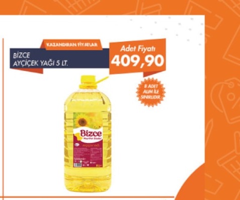 Bizce Ayçiçek Yağı 5 Lt.
