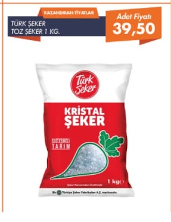 Türk Şeker Toz Şeker 1Kg Kristal Şeker