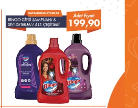 Bingo Gıysi Şampuanı & Sıvı Deterjan 4 Lt. Çeşitleri