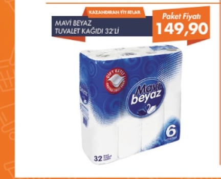 Mavi Beyaz Tuvalet Kağıdı 32'Li