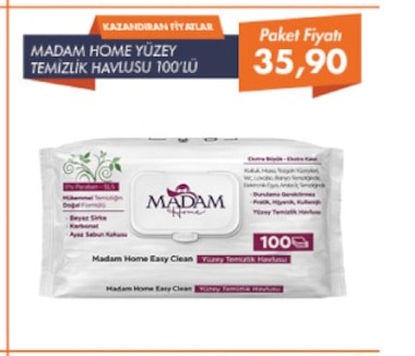 Madam Home Yüzey Temizlik Havlusu 100'Lü