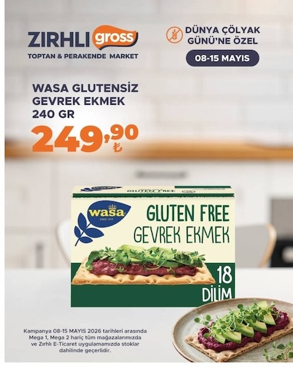 Wasa Glutensiz Gevrek Ekmek 240 Gr