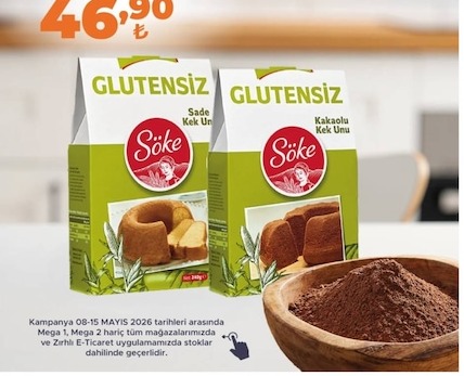Söke Glutensiz Sade Kek Unu 240 Gr / Kakaolu Kek Unu 225 Gr