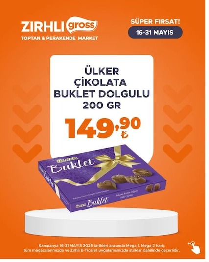 Ülker Çikolata Buklet Dolgulu 200 Gr