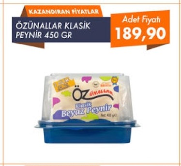 Öznallar Klasik Peynir 450 Gr