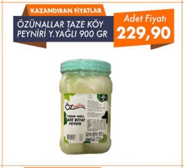 Öznallar Taze Köy Peyniri Y.Yağlı 900 Gr