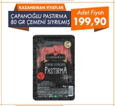 Çapanoğlu Pastırma 80 Gr Çemeni Siyrilmiş