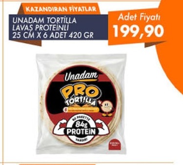 Unadam Tortilla Lavaş Proteinli 420 Gr